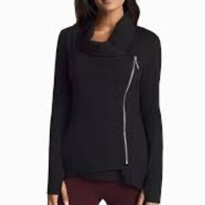 Chic Black Asymmetrical Zip Sweater